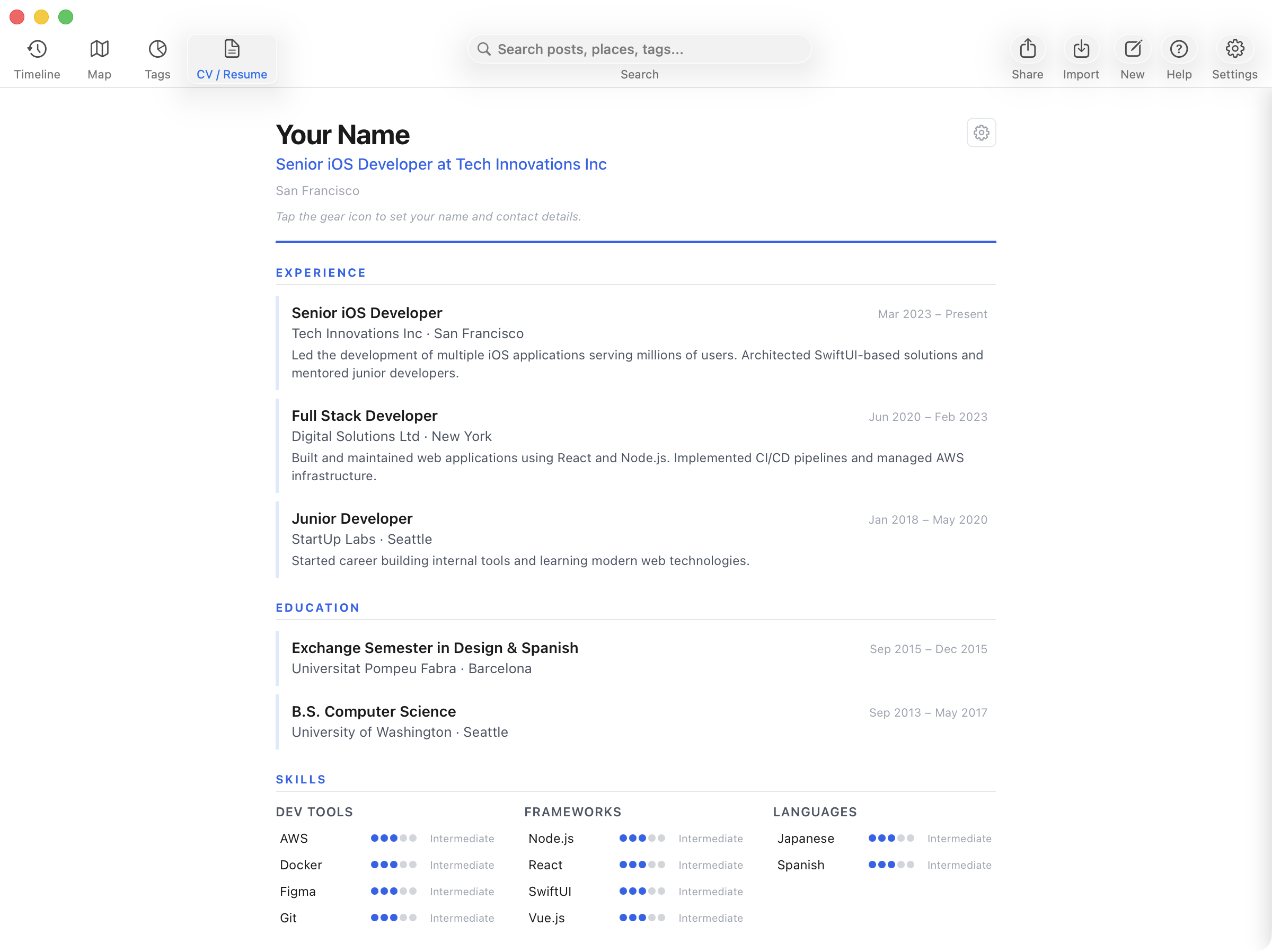 LifeVis CV/Resume Add-on